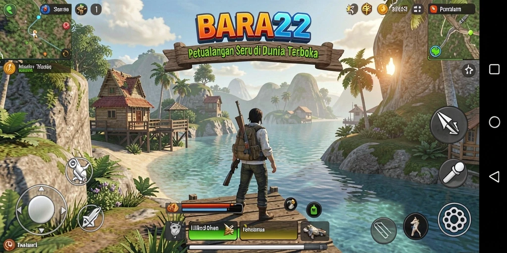 Gameplay BARA22 yang menampilkan aksi eksplorasi dunia terbuka.