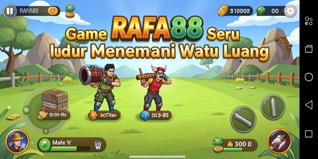 Tampilan gameplay RAFA88 dengan karakter Idle yang menarik dan penuh warna.