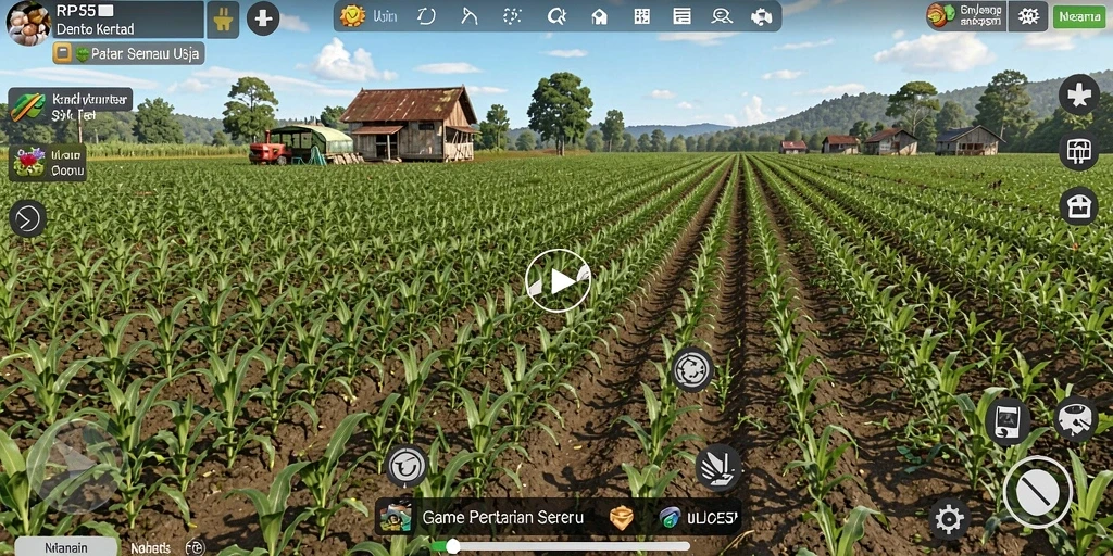 Tampilan gameplay menawan dalam RP55 dengan kebun yang subur.