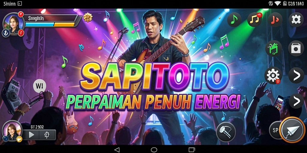 Tampilan gameplay interaktif SAPITOTO dengan berbagai pilihan lagu.