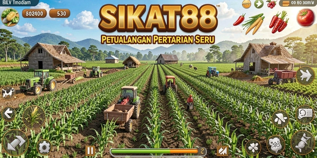 Gameplay SIKAT88 menampilkan kebun yang subur dan berwarna-warni.