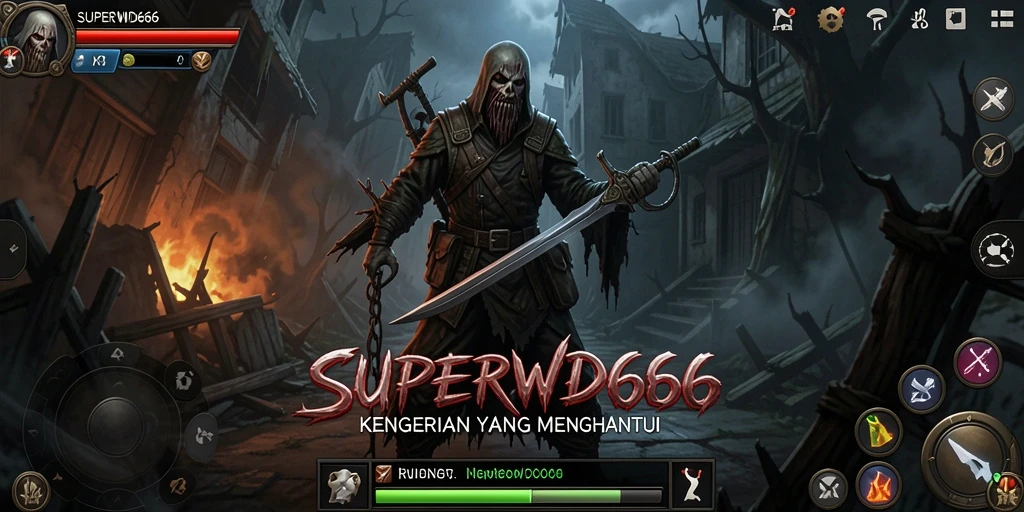 Screenshot gameplay SUPERWD666 dengan suasana horor yang mencekam.
